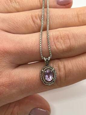 925 Sterling Silver Amethyst Necklace Pendant